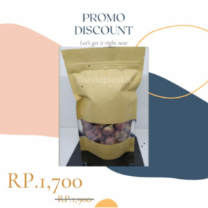 Standing Pouch Kraft Alufoil Window + Zipper 14 x 22 cm