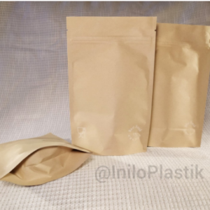 Standing Pouch Brown Kraft Zipper alumunium foil Uk. 14x22 cm