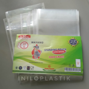 Standing Pouch Transparan Plastik Ziplock wayang ukuran 16x24Cm @1pack