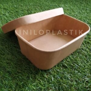 Kraft Paper Lunch Box RECT + tutup 750ml / Food Container ecofriendly