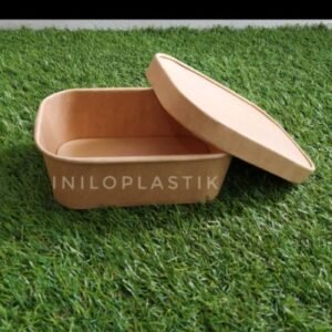 Kraft Paper Lunch Box RECT + tutup 650ml / Food Container ecofriendly