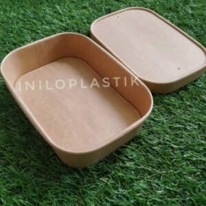 Kraft Paper Lunch Box RECT + tutup 500ml / Food Container ecofriendly