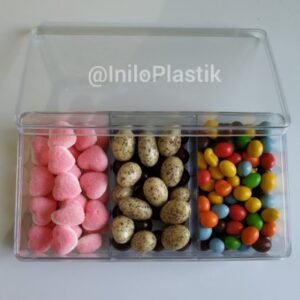 Toples Partisi Tiga Persegi Panjang / Toples Easy Top 500 g (317)